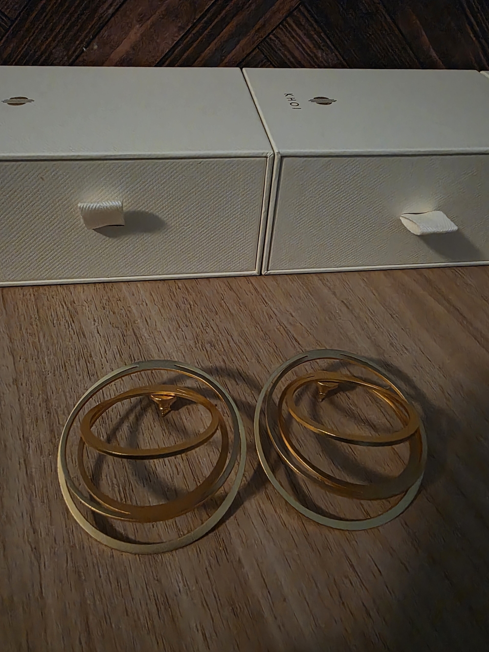 Gold Multi-Hoop Statement Earrings - Women's Layered Circles - Picture 4 of 5